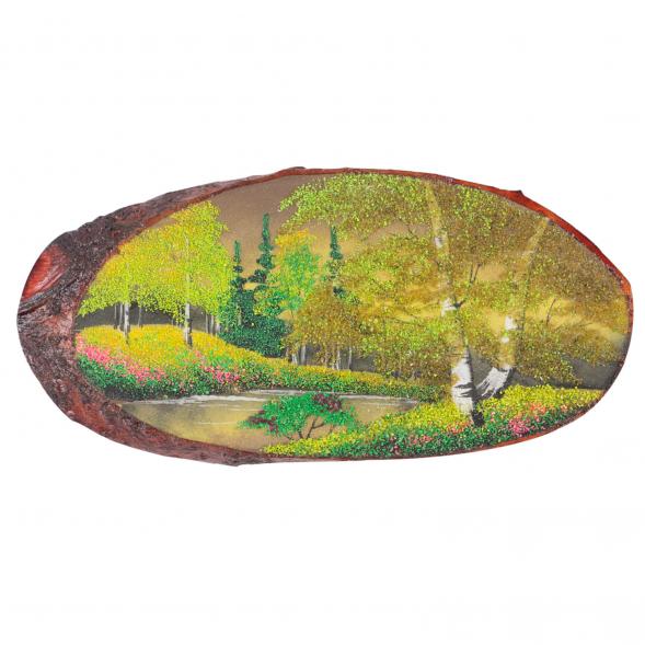 Панно на спиле дерева &amp;quot;Осень&amp;quot; горизонтальное 30-35 см 121464