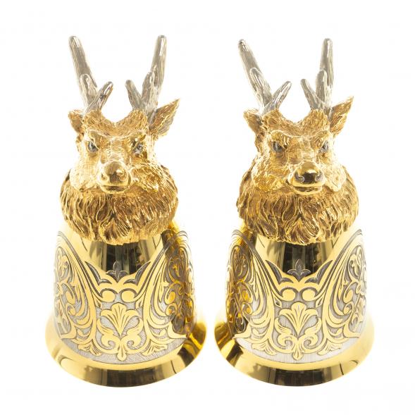 Подарочный набор &amp;quot;Олень&amp;quot; фляжка и 2 стопки перевертыша Златоуст 123685