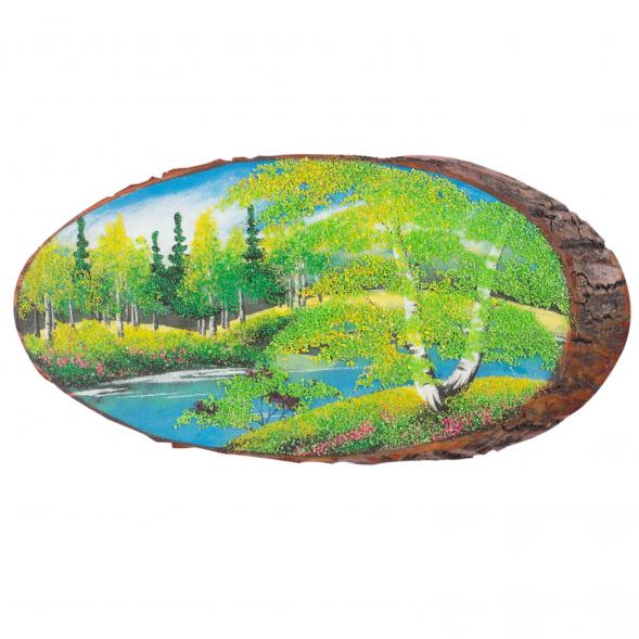 Панно на срезе дерева &amp;quot;Лето&amp;quot; горизонтальное 35-40 см 121465