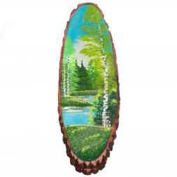 Панно на срезе дерева &amp;quot;Лето&amp;quot; вертикальное 105-110 см каменная крошка