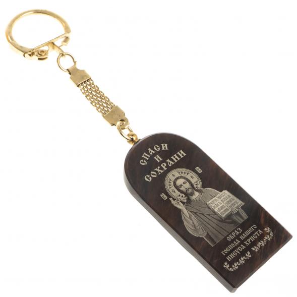 Брелок-оберег арка с молитвой &amp;quot;Спаситель&amp;quot; камень обсидиан 123137