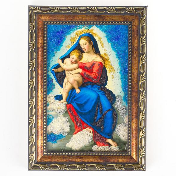 Икона Дева Мария рамка багет 13х18 см, каменная крошка 119231