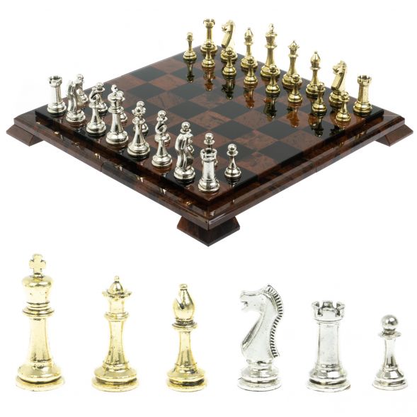 Шахматы &amp;quot;Стаунтон&amp;quot; доска из обсидиана 40х40 см 128354