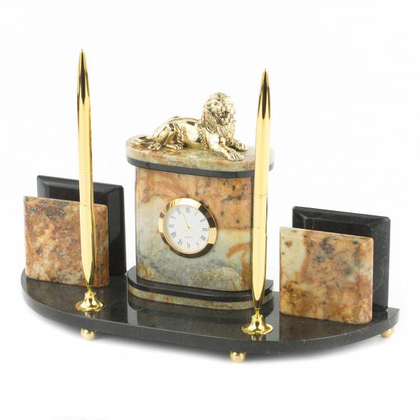 Письменный набор с визитницами &amp;quot;Лев&amp;quot; офиокальцит 119694