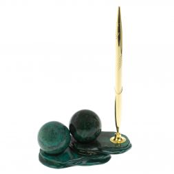 Композиция "Два шара" из шабровского змеевика с ручкой