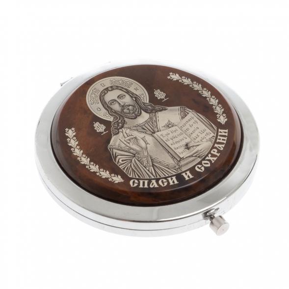 Зеркало с иконой &amp;quot;Спаси и сохрани&amp;quot; из коричневого обсидиана 129601