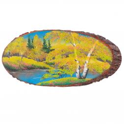 Панно на срезе дерева "Осень" горизонтальное 40-45 см