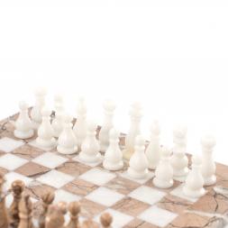 Шахматы из камня "Виктория" оникс, мрамор 25х25 см