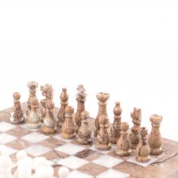 Шахматы из камня "Виктория" оникс, мрамор 25х25 см