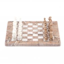 Шахматы из камня "Виктория" оникс, мрамор 25х25 см