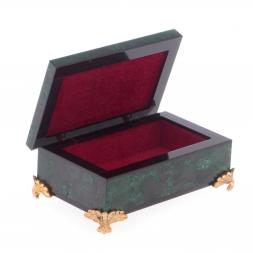 Шкатулка из натурального малахита 8,5х5,5х3,5 см