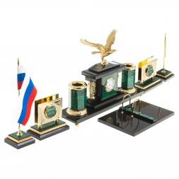 Письменный набор "Парящий орел" из малахита Златоуст