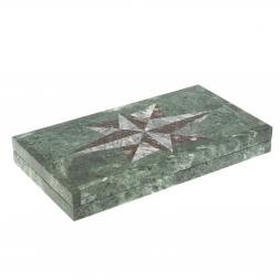 Нарды из камня &amp;quot;Роза ветров&amp;quot; серый мрамор / конгломерат