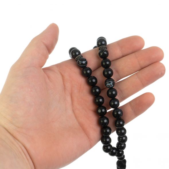 Четки из камня черный агат 35 бусин 128577
