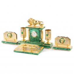 Настольный набор &amp;quot;Лев&amp;quot; малахит