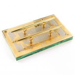 Настольный набор &amp;quot;Лев&amp;quot; малахит