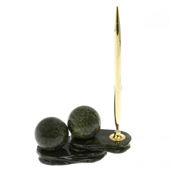 Композиция &amp;quot;Два шара&amp;quot; из змеевика с ручкой 4,5 см 128802
