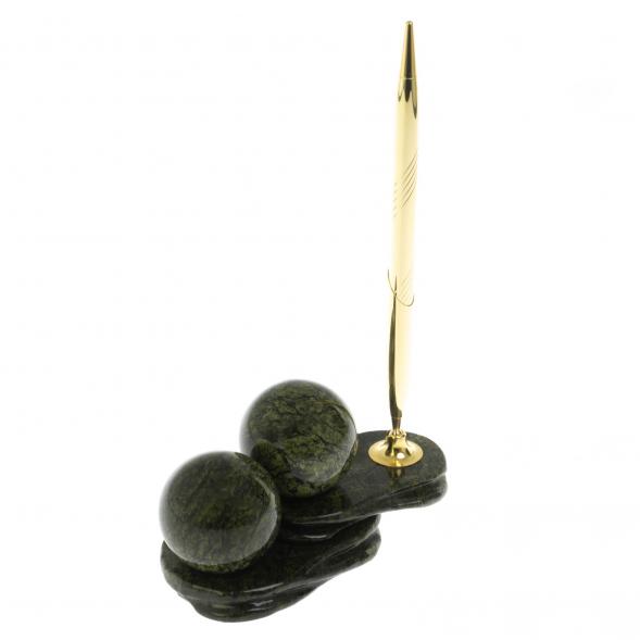 Композиция &amp;quot;Два шара&amp;quot; из змеевика с ручкой 4,5 см 128802
