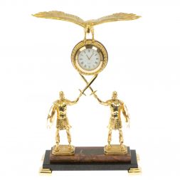 Часы &amp;quot;Гладиаторы&amp;quot; из яшмы и долерита 17х8х27 см