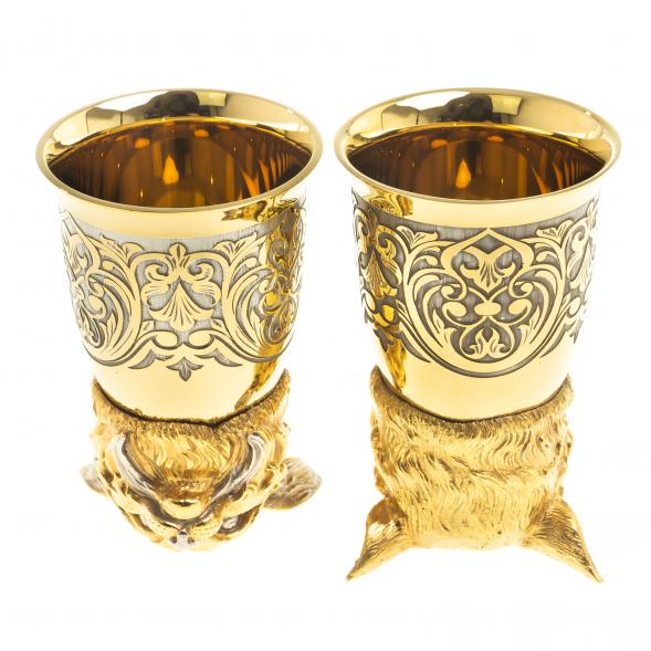 Подарочный набор &amp;quot;Рысь&amp;quot; фляжка и 2 стопки перевертыша Златоуст 123688