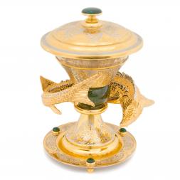 Икорница "Осетр" из нефрита Златоуст