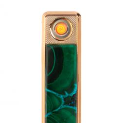Электронная зажигалка USB камень малахит с хризоколлой