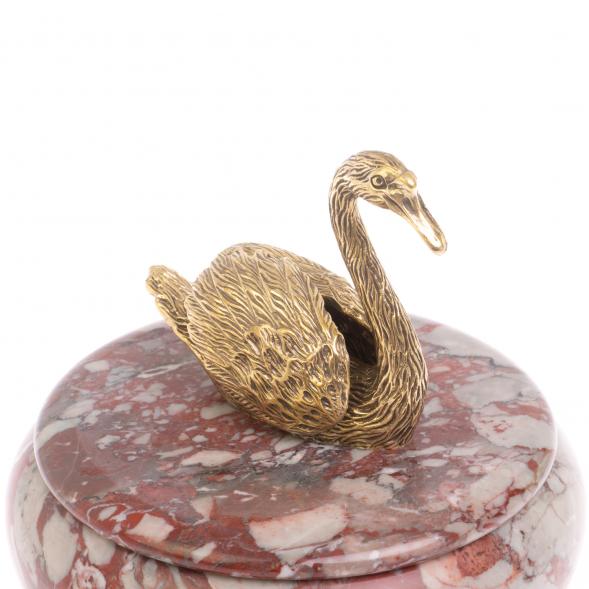 Шкатулка &amp;quot;Лебедь&amp;quot; с декором из бронзы камень креноид 127014