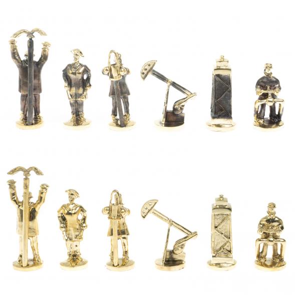 Шахматы &amp;quot;Нефтяники&amp;quot; фигуры бронза доска 40х40 см из обсидиана 128356