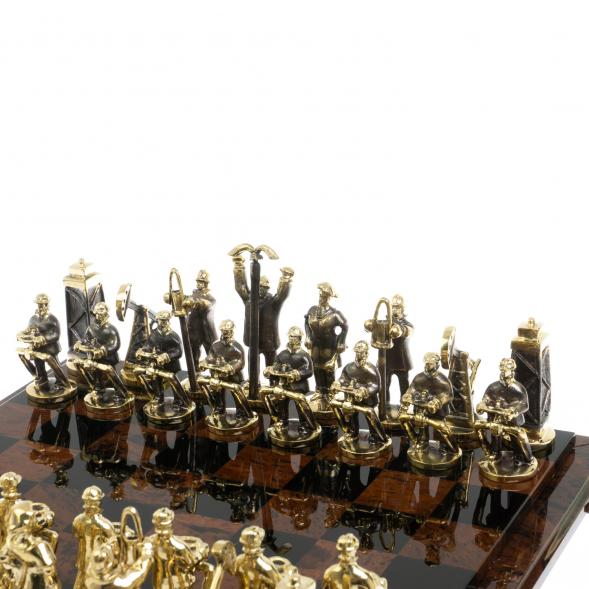 Шахматы &amp;quot;Нефтяники&amp;quot; фигуры бронза доска 40х40 см из обсидиана 128356