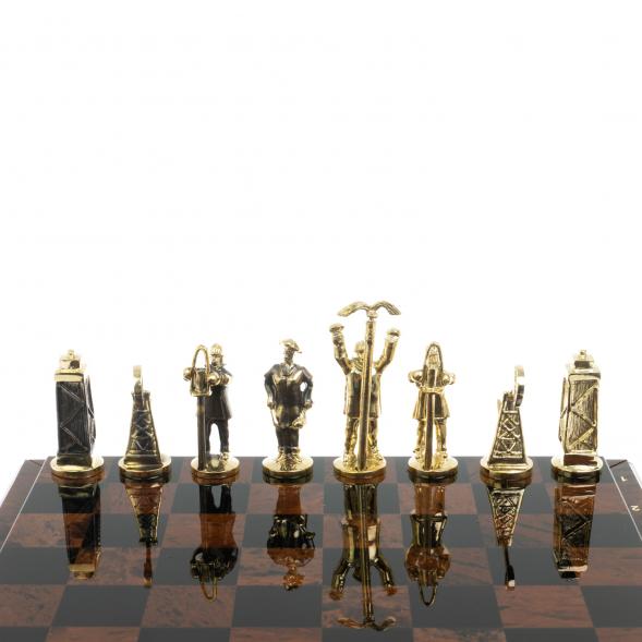 Шахматы &amp;quot;Нефтяники&amp;quot; фигуры бронза доска 40х40 см из обсидиана 128356