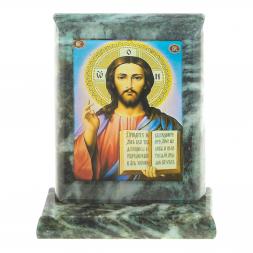 Икона настольная Спаситель малая змеевик 7,5х6,5х8 см