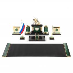 Письменный прибор &amp;quot;Георгий Победоносец&amp;quot; из малахита 7 предметов