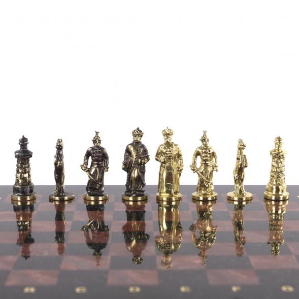 Шахматы подарочные &amp;quot;Турецкие&amp;quot; из камня лемезит и змеевик 32х32 см 121372