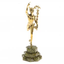 Бронзовая статуэтка &amp;quot;Гермес&amp;quot; на подставке из змеевика