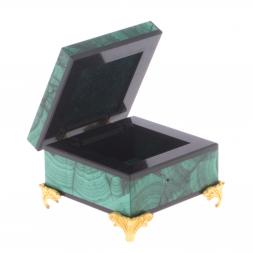 Шкатулка "Изящная" камень малахит 6х6х4 см