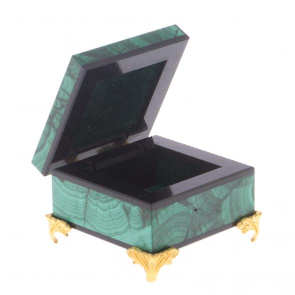 Шкатулка &amp;quot;Изящная&amp;quot; камень малахит 6х6х4 см 122052