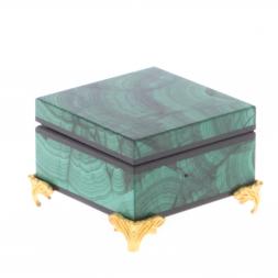 Шкатулка "Изящная" камень малахит 6х6х4 см