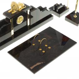 Письменный набор "Гордый лев" черный обсидиан