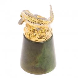 Стопка перевертыш &amp;quot;Осетр&amp;quot; нефрит бронза Златоуст