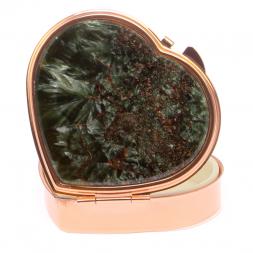 Таблетница &amp;quot;Сердце&amp;quot; на 3 отделения камень серафинит цвет красное золото