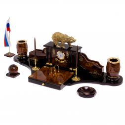Настольный прибор &amp;quot;Медведь&amp;quot; из обсидиана