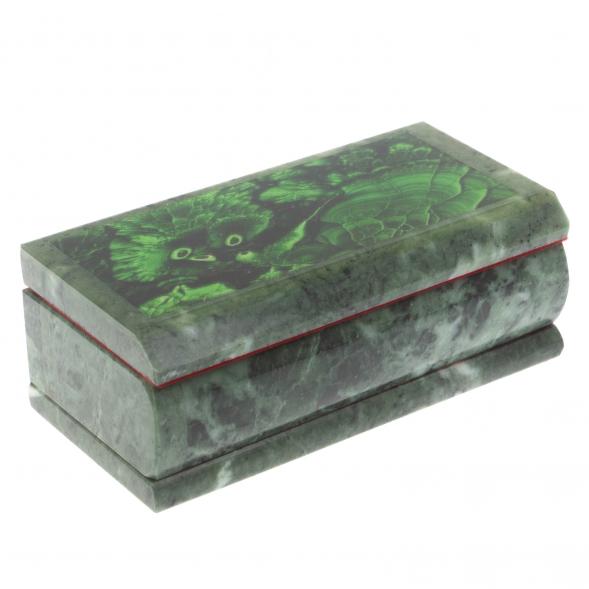 Шкатулка с иллюстрацией под малахит со скосом 14х7х5 см 116955