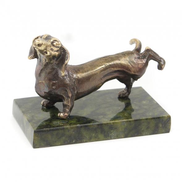 Статуэтка из бронзы на подставке из змеевика &amp;quot;Такса&amp;quot; 117196