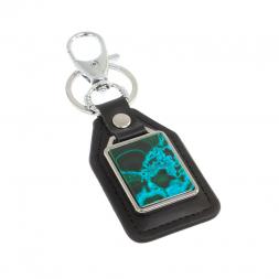 Брелок для ключей из камня малахит с хризоколлой