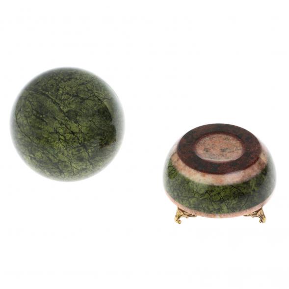 Шар на подставке 10,5 см из змеевика и розового мрамора 128804