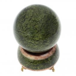 Шар на подставке 10,5 см из змеевика и розового мрамора