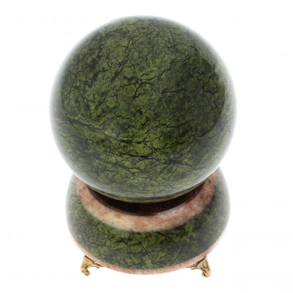 Шар на подставке 10,5 см из змеевика и розового мрамора 128804