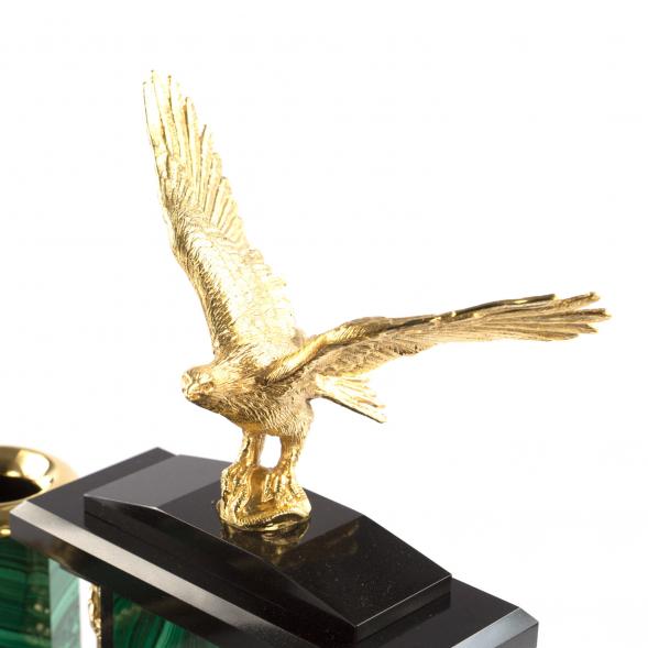 Письменный прибор &amp;quot;Орел&amp;quot; из малахита 7 предметов 121181