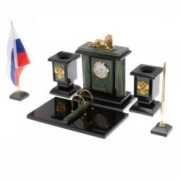 Настольный набор "Лев" из офиокальцита