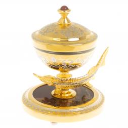 Икорница "Стерлядка" из яшмы Златоуст